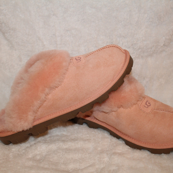 UGG COQUETTE PEACH PINK SUEDE SHEARLING SLIPPERS - Picture 7 of 7